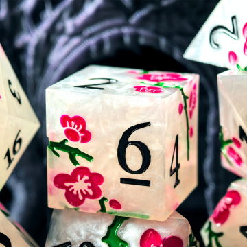 Flower Featured DND Razor Edged Dice, Flower Engraving DNDND 7 PCS D&D Dice Set for Dungeons and Dragon Tabletop Game