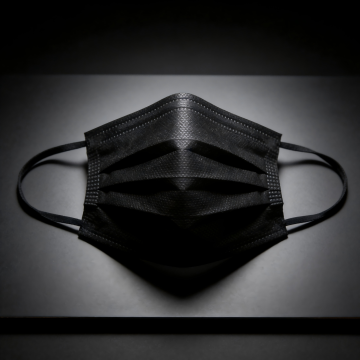 Máscara lisa preta não tecida de 3 dobras