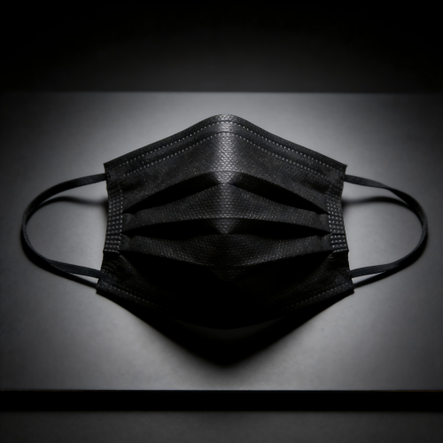 Máscara lisa preta não tecida de 3 dobras