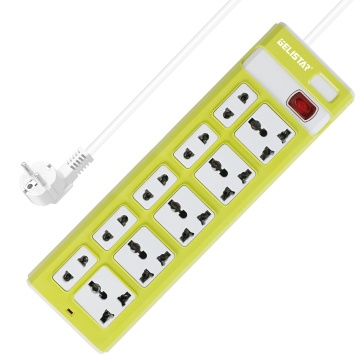 Green Universal Power Strip - 10 Outlets Customizable Power Socket Expansion