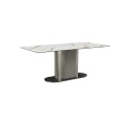 トップデザインダイニングテーブルセット丸い大理石の白い大理石とステンレス鋼モダンラグジュアリーダイニングルームテーブル
