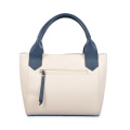 Contrast Color Soft Grain Leather Tote Women Bags