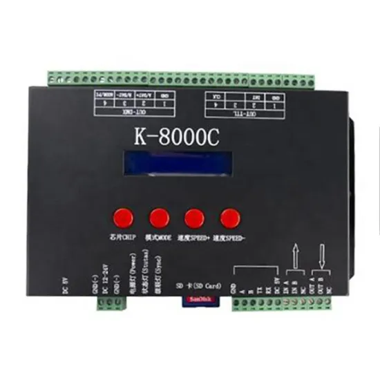 K-8000C 8 Ports SPI DMX Programmable RGB LED Controller