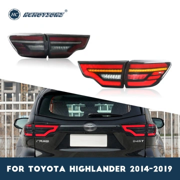 4PCS LED Tail Light Assembly For Toyota Highlander 2014-2019 (Black Housing, Sequential Turn Signal)