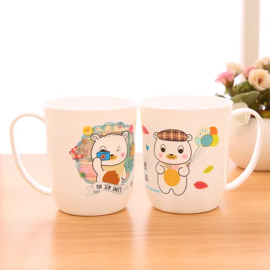 Promotion Gift Wholesale Durable Plastic Couple Tooth Cup Water Cartoon Mug