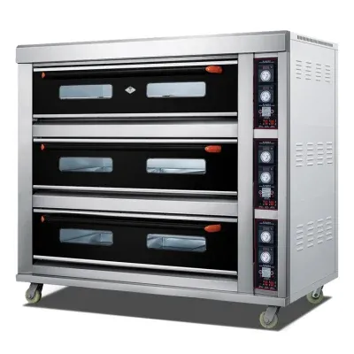 Bakery Oven, Wholesle Fashion Type Big Glass Door Baking Shop Machines 3 Layer Electric Bread Baking Deck Oven for Sale