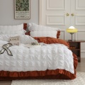 Ensemble de literie de couverture de duvet de coton rose blanc