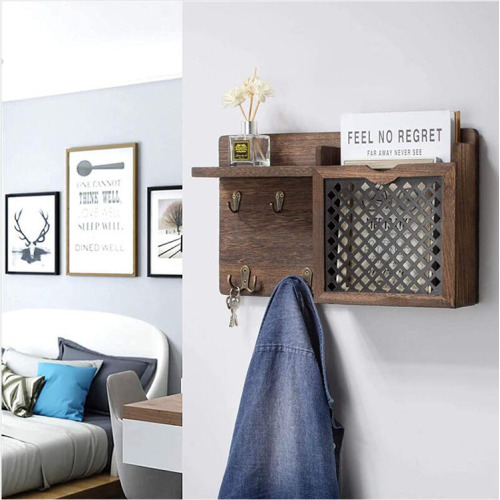 Wall Key Organizer With Hooks Wall Mounted Shelf