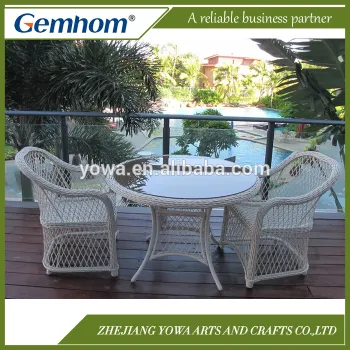 Gemhom White 110cm Round 4 Seater Patio Furniture Dining Set