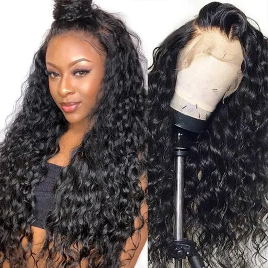 Brazilian Virgin Raw Hair Curly Water Wave 150% 180% 200% Pre Plucked Bleached Knot Hair Wigs Human Hair HD Lace Front Wig