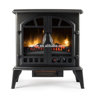 22" Classic Flame Matt Black Antique Electric Fireplace Heater/ Stove heater