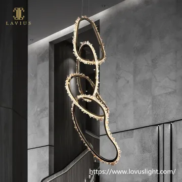 Classical crystal shape irregular ring In series crystal chandelier & pendant light for staircase