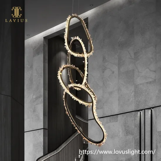 Classical crystal shape irregular ring In series crystal chandelier & pendant light for staircase