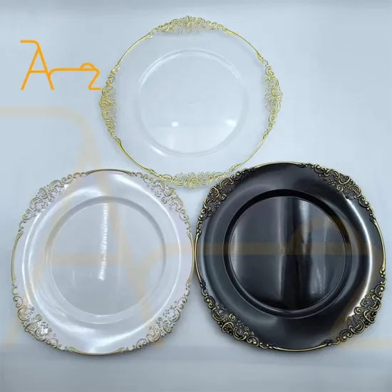 High-Quality Acrylic Rose Gold Rim Charger Plates in Multiple Colors: Perfect for Wedding Dinners