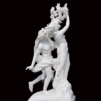 High Quality cultured marble man lady sculpture life size apollo and daphne statue