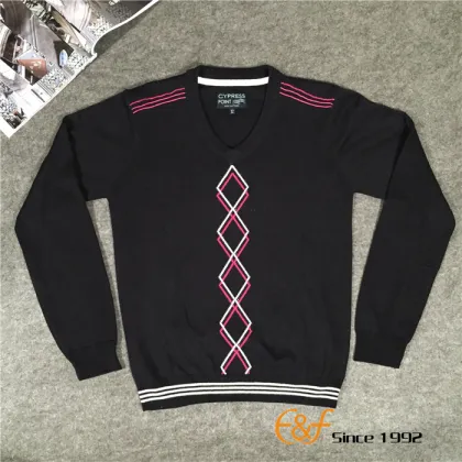 Cotton Intarsia Computer Knit Men Sweater