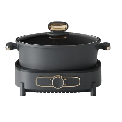 2024 5L Round Dry Burn Protection Hot Pot with Glass Cover