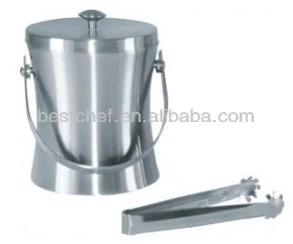 stainless steel Insulated ice bucket with tong
