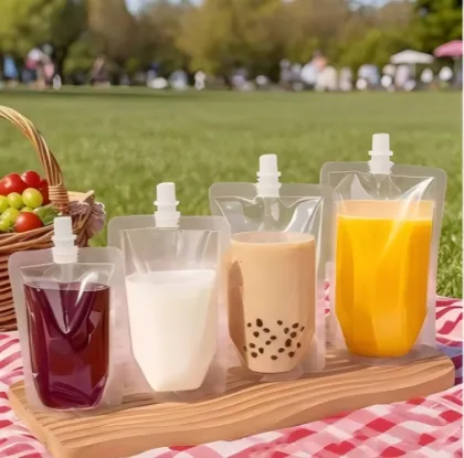 Food Grade Transparent Spout Bag for Juice Milk Liquid Foods