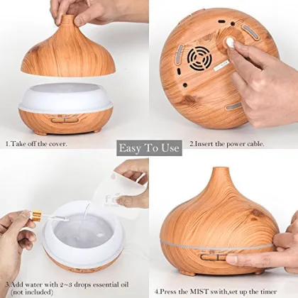 400ml Quiet Humidifier Ultrasonic Wood Ionizer Humidifier