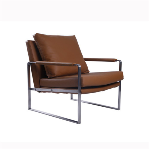 Moderne Zara Edelstahl Leder -Chaise Lounge Stühle