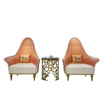 Elegant High-Back Comfortable Leather Lounge Chair with Laptop Desk Set