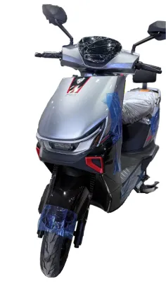 Electric Scooter with Stylish Silver-Grey Design