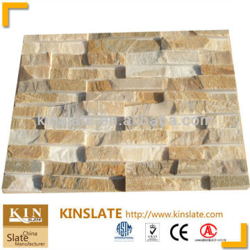 Beige glued slate stone face brick