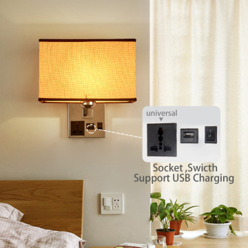 LED Wall Lights - USB E27 Headboard Lighted LED Sconce for Home and Hotel Bedroom Lighting