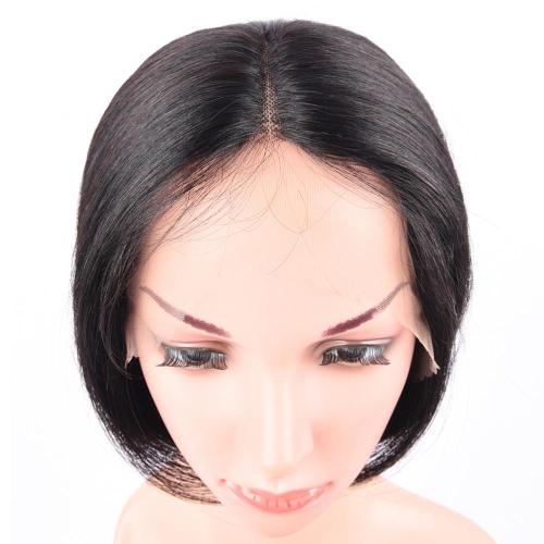 100%  HUMAN HAIR NATURAL COLOR SHORT LACE FRONT WIG