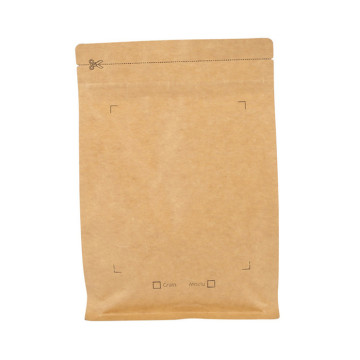 Boîte de papier kraft sac de café ziplock à valve unidirectionnelle inférieure