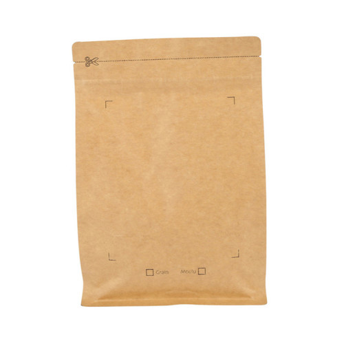 Kraft Paper Box Bottom One Way Valve Ziplock Coffee Bag