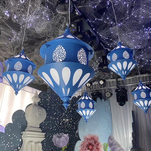 Mavi Kale Şeklinde Düğün Dekoratif Kolye