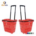 Telescopic Handle Rolling Supermarket Shopping Basket