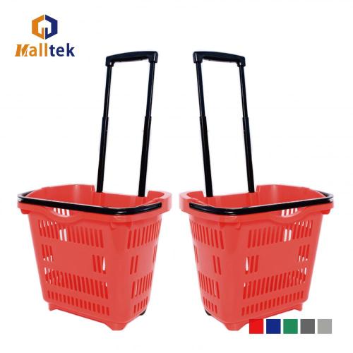 Roller Shopping Trolley Telescopic Handle Rolling Supermarket Shopping Basket Supplier