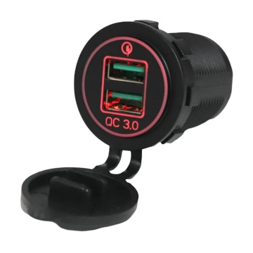 WELFNOBL High Quality Waterproof QC3.0 Fast Charging Double USB Car Charger (Red/Green/Blue LED)