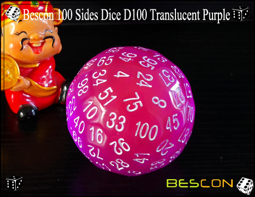 Bescon 100 Sides Dice D100 Translucent Purple-3