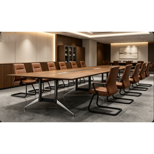 Mesa de reunião grande e moderna com pernas de alumínio