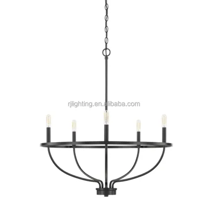 Aged Brass Chandelier for Farmhouse Entrance: Simple Elegant Countryside Villa Lighting