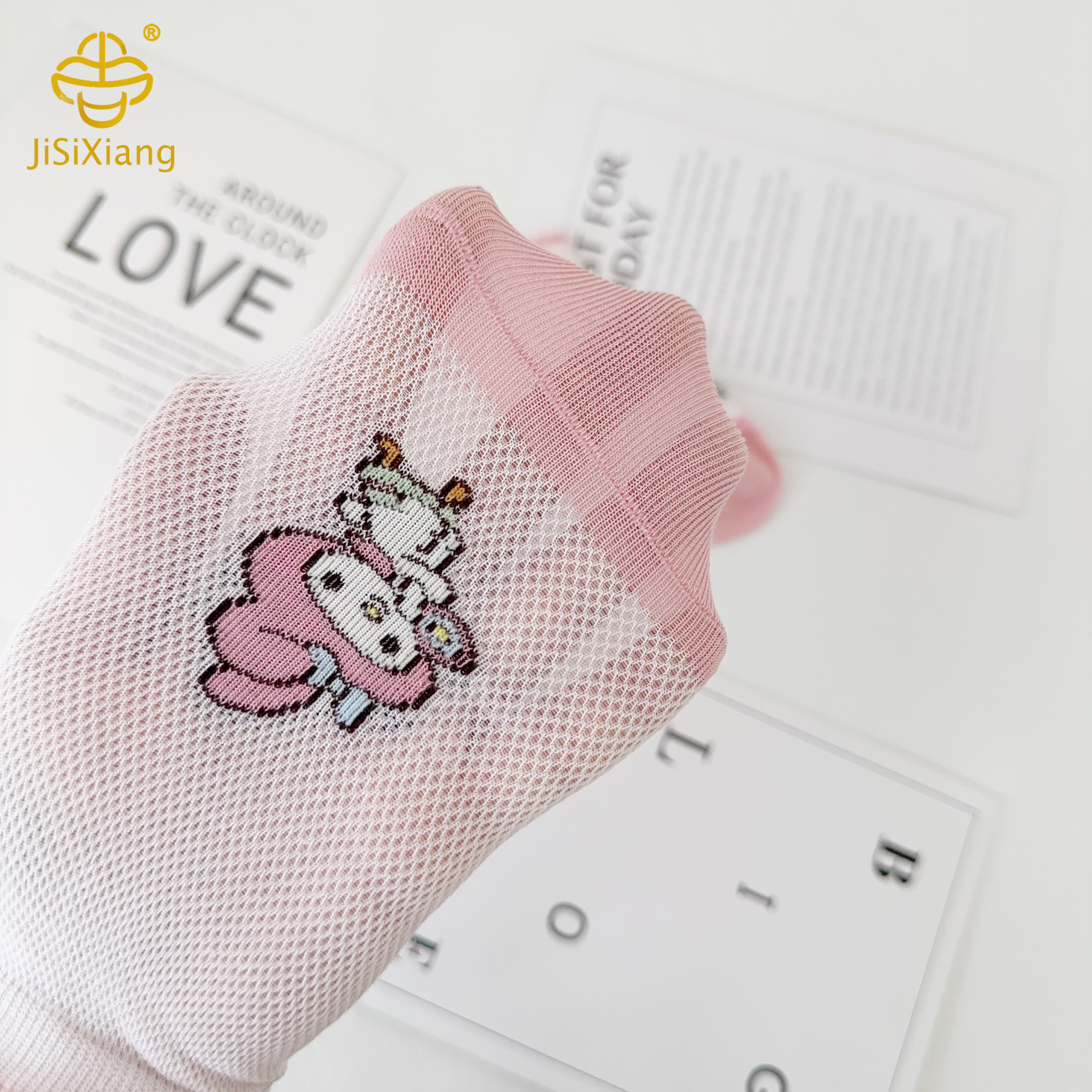 漫画のメロディーショートソックスメッシュ通気性ガールズボートソックス