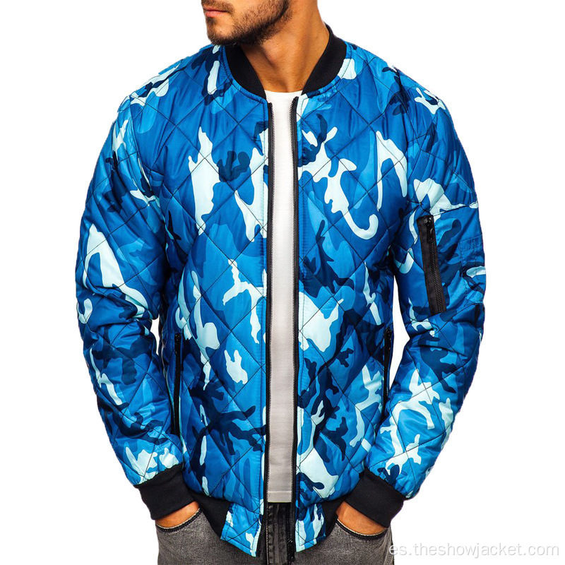 Camo Diamond Quilted Bomber Chaqueta al por mayor personalizada