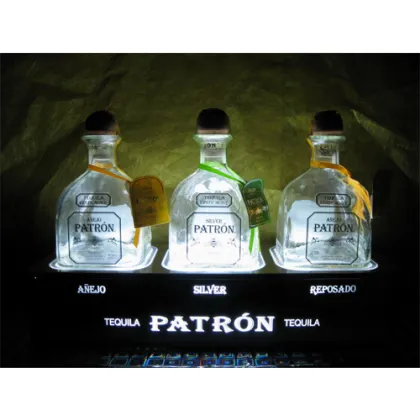 LED Illuminated Patron Tequila Bottle Display Stand