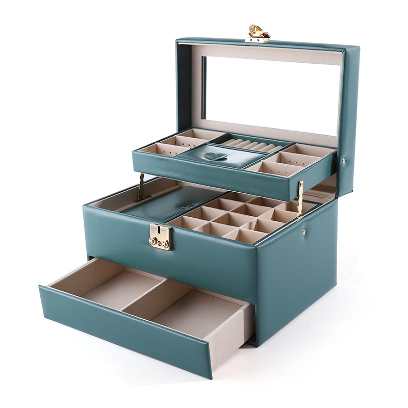 Custom Logo Leather Carry Stand Jewelry Storage Box