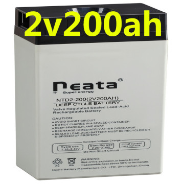Neata Factory supply directly Solar battery 2V 200ah, deep cycle battery, solar gel battery