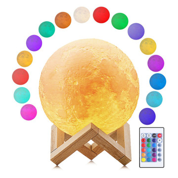 Personalized Photographic Electronic 3 Color Moon Shape LED Lamp with 16 Colors
