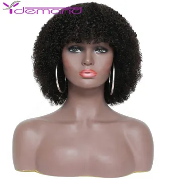 Wholesale Brazilian Virgin Cuticle Aligned Hair Afro Kinky Curly Human Hair Wigs With Bang Y Demand Hair Short Curly Wigs