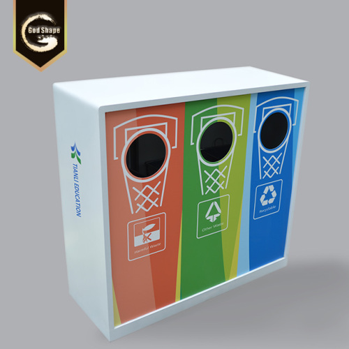 Edelstahl Recycling 3 Fächer Abfallbehälter im Freien