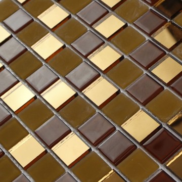 Crystal Glass Mixed Gold Mirror Mosaic for Wall Decoration MIX-17