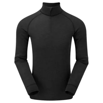 Mens Merino Wool Solid Color Long Sleeve 1/4 Zip Base Layer