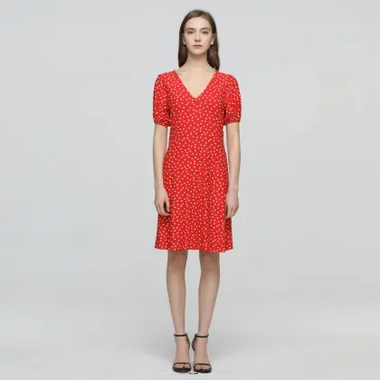 100% Rayon Fabric Printed Polka Dot Viscose Fabric